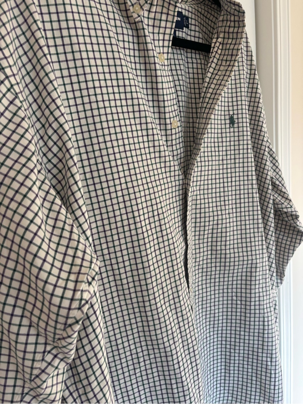 Ralph Lauren Golf Tilden Men’s L Button Down Shirt 100% Cotton Plaid Check Pony - Picture 6 of 7